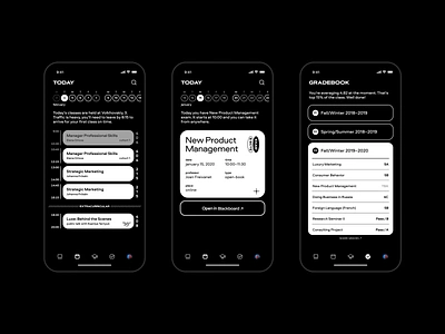 My GSOM Student App - Today & Gradebook calendar campus education exam gradebook grades minimal mobile mobile app mobileui timetable today ui uiux university
