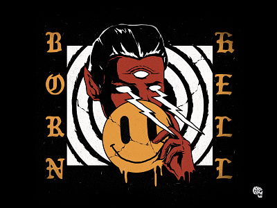 Born Hell art artwork band merch cover art darkart hand drawn illustration illustrator skull