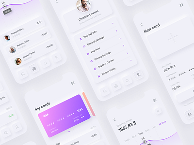 Payment App Neumorphism White minimal mobile neumorphism payment simple ui white