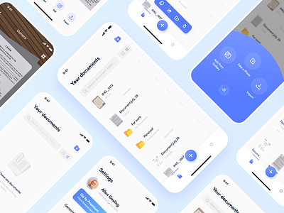 Scanner document app app blue document light mobile pdf photo scanner ui