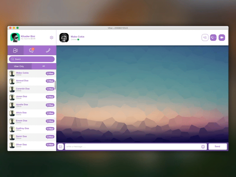 Viber for Yosemit redesign message and call (gif) app call gif mesage osx stor ui ux viber yosemit