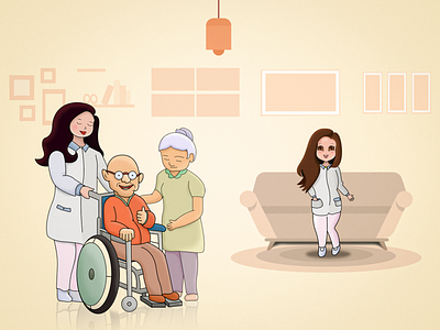 Old Man and Nurse cartoon character character digital illustration digital painting illustration photoshop