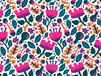 Pink Flower Pattern design flower flower illustration flower pattern flower power flowers gift wrap illustration pattern repeat pattern textile print vector pattern