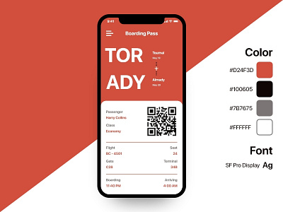 Boarding Pass boardingpass design minimal mobile ui ui ux ui design ui designer ux designer