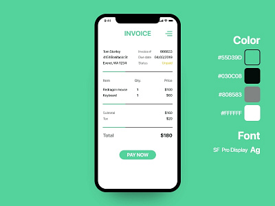 Invoice design minimal mobile ui ui ux ui design ui designer ux designer