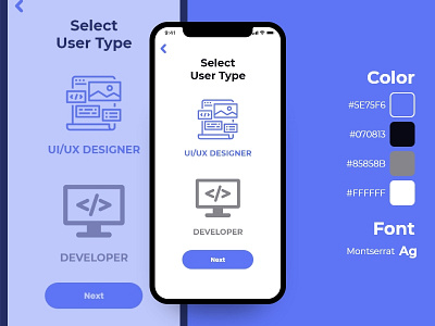 Select User Type design minimal mobile ui ui ux ui design ui designer ux designer