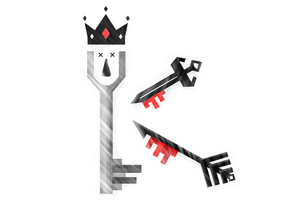 K is the King of the keys 2d arrow design illustration key sword texture vector