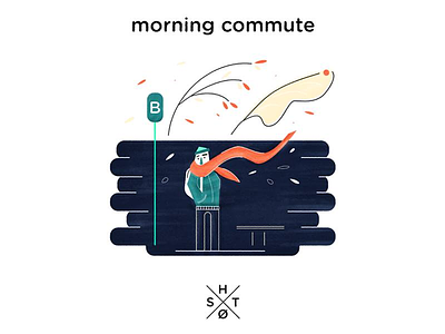 Morning Commute buss design illustration person texture trees vector