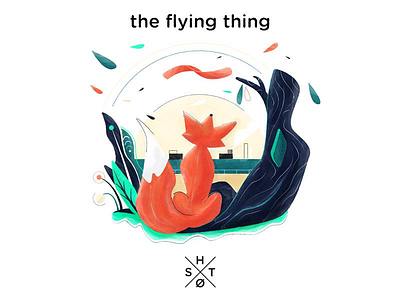 The strange flying thing buss design fox illustration texture trees vector