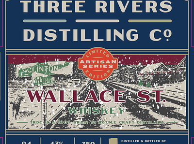 Wallace Street Whiskey artisan brand identity distillery dog fort wayne whiskey white