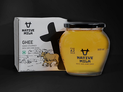 Native Milk A2 Ghee Package Design brand design brand development brand identity brand logo branding design graphic design illustration logo