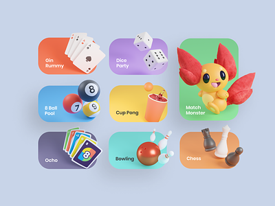 Plato 3D Icon Exploration 3d app application balls cards character chess clean concept design dice fun games icons minimal mobile redesign render ui ux