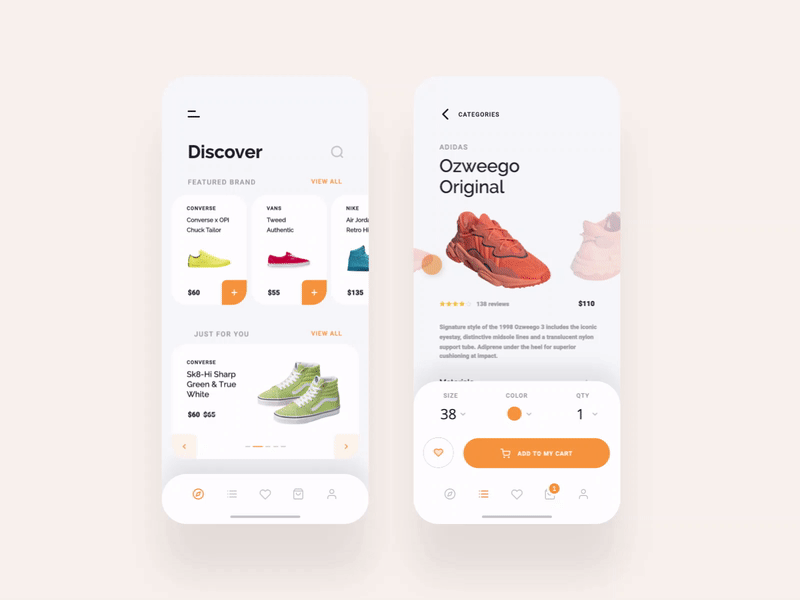 Ece - Shopping App Motion Concepts animation app application cart clean debut design fashion flat minimal motion motion design motion graphic rebound shoe shop store ui uidesign website