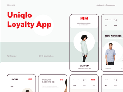 Uniqlo Dribble Post animation artdirection beige blue fashion app interaction mobile red ui ux vector webdesign