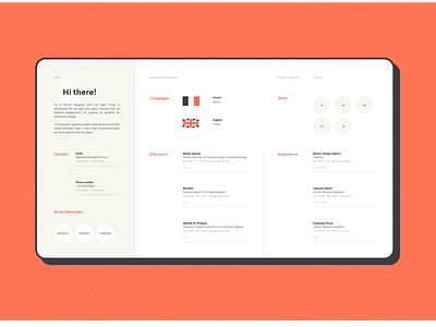 New Resume artwork illustrator interactive interface minimal portfolio resume skills uiux webdesign