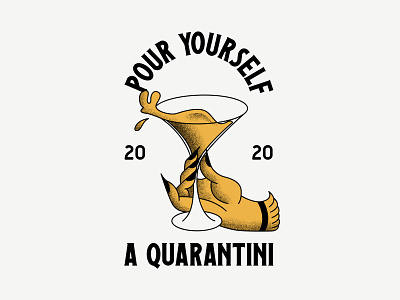 Pour yourself a Quarantini!🍸🎉 cocktail covid19 design drink graphic illustration quarantine stayhome texture traditional tshirt