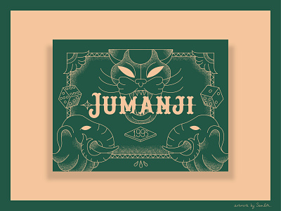 Jumanji animal board game design dribbbleweeklywarmup elephant film game illustration illustrator jumanji nature packaging retro wild