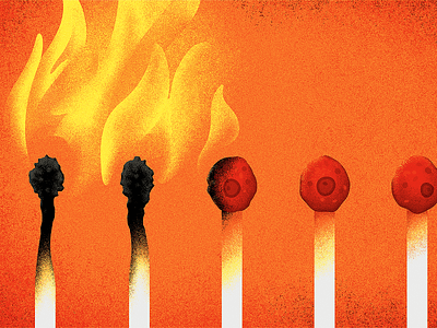 Chain Reaction cancer cells contagion editorial editorial illustration epidemic fire health health illustration illustration match matches matchsticks medical medical illustration pandemic