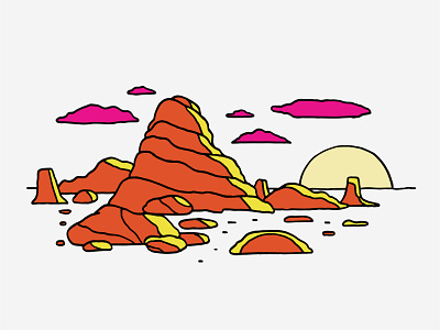 Minimal Landscape desert drawing ink handmade illustrator kids illustration landscape landscape illustration minimal mountains rocks sunset vector illustrator