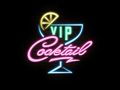 VIP Cocktail cockail logo design lemon logo design neon colors neon lights neon logo neon sign type type design