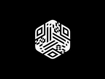 Le 17 agency black and white brand code barre geometry graphic design studio hexagone logo pictogram qr code