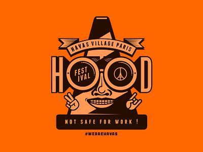 Hood Festival black and orange cone festival havas hood logodesign logoface logotype sunglasses type wearehavas worker