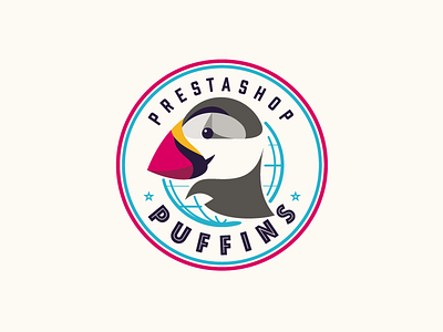 Prestashop Puffins bird bird head ecommerce logo logoface minimal design portrait prestashop puffin puffins simple world