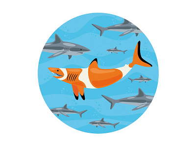 Clown Shark 2/3 | arteesan.fr animal design arteesan clownfish colorful digital print flat design funny illustration minimal print studio sea shark wild animal