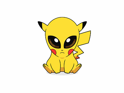 Pikalien alien bootleg face funny illustration parody pika pikachu pokemon portrait strange yellow