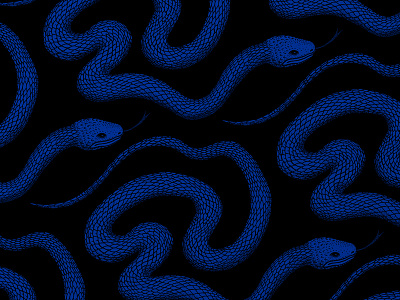 Snake pattern poster blue print drawing hand made illustration minimal pattern poster design royal blue screen print snake surface design wild animal