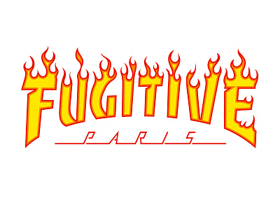 Les Fugitives clothing design fashion brand fire type fugitive illustration logo logo design logotype parody skate deck skater thrasher type design typogaphy