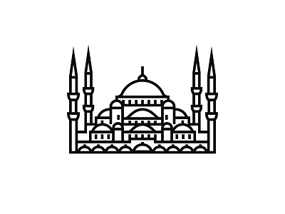 Sultan Ahmed Mosque (Blue Mosque), Istanbul architecture architecture logo blackandwhite icon icon design icondesigner iconography illustrator logo logodesign logodesigner minimal illustration minimalism minimalist