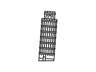 Leaning Tower of Pisa, Italy architecture blackandwhite icon icondesigner iconography logo logodesign logodesigner minimal icon minimalism minimalist minimalist design