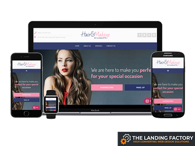 Homepage template design for hair and makeup artists