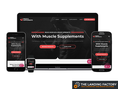 Homepage template design for fitness products black bodybuilding elementor fitness fitness niche fitness products homepage homepage design landing page landing page concept landing page template muscle building muscle supplements page builder page layout responsive responsive design template web design website
