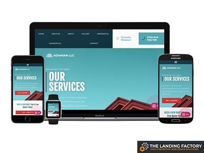 Services page template design for roofing companies blue elementor landing page landing page concept landing page template page builder page layout responsive responsive design roof roofing roofing company roofing service roofs rooftops services services page template web design website
