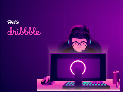 Hello dribbble illustration vector