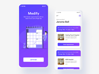 Medify - Online Hospital Appointment Booking App app app design appointment appointment booking artwork branding design hospital app illustration illustration art medical minimal redesign concept ui ux vector