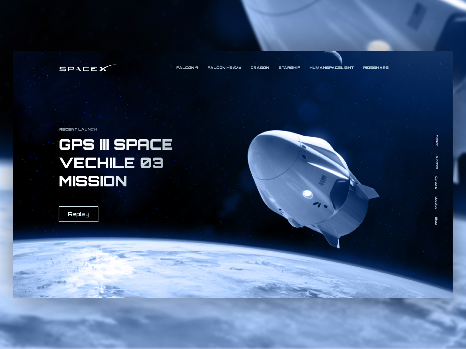 Space X site Creative by Bhanu Kalyan on Dribbble