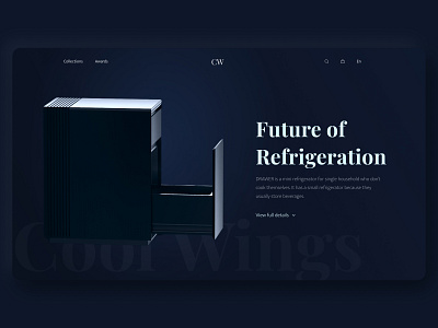 Mini Refrigerator by Cool Wings aesthetic brand design branding classic darkwebsite ecommerce fridge futuristic imagery productdesign promotional serif ui ui design uiux userinterface web webdesign website websitebranding