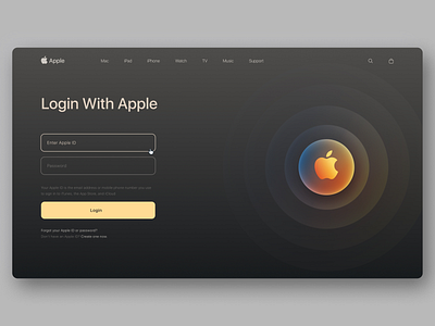 Apple Login Page Redesign Concept apple branding concept design design login page minimalist redesign ui vibrant visual design webdesign