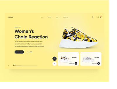 Versace sneakers product Page clean color creative daily fresh colors minimal ui uidesign ux design webdesign