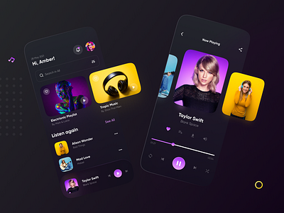Music Player UI — Mobile App app colorful dark dark ui fresh colors inspiration mobile music music app music player player ui uidesign