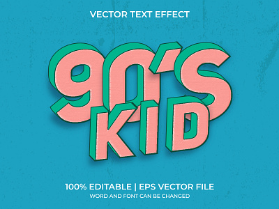 Retro 90's KID Vector Text Effect 3d 90s 90s design cool graphic design retro text retro vibe text effect title