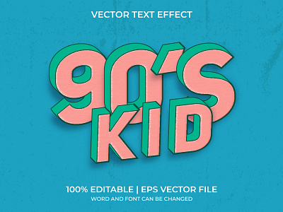 Retro 90's KID Vector Text Effect