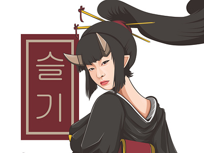 Samurain Seulgi illustration art vector vector art vexel vexelart