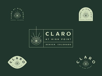 Claro at High Point apartment badge badges brand identity branding community denver eclectic eye logo modern typography