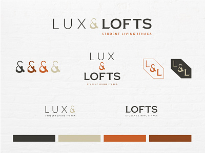 Lux & Lofts ampersand brand identity branding design ithaca loft logo new york student type design typography