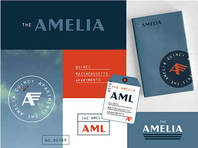 The Amelia airline airplane apartment badge badge design brand identity branding design logo plane retro typography vector vintage