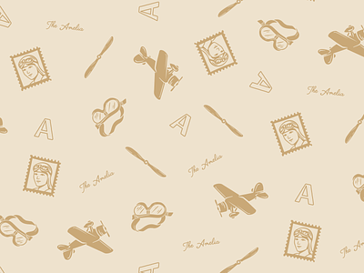 The Amelia - Brand Pattern airlines amelia earhart aviation brand identity branding design illustration pattern retro stamp surface textile vector vintage